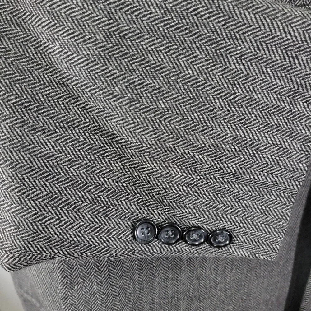 Stafford Essentials Men's Sport‎ Coat Blazer Three Button Gray Herringbone 44L
